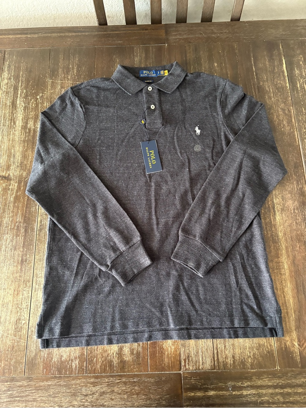 NWT Polo Ralph Lauren Long Sleeve Polo Shirt Gray Classic Fit Small